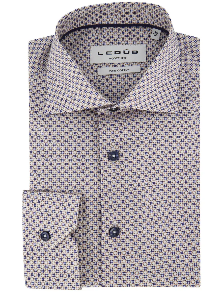 Ledub Shirt vrijetijd ml 5 Lichtbru 802014-62