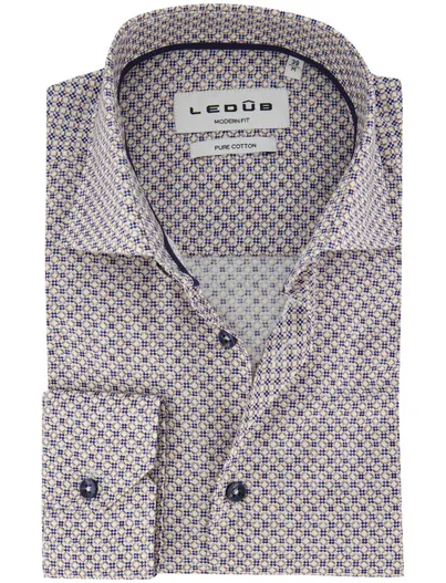 Ledub Overhemd Ledub Modern Fit blauw geprint
