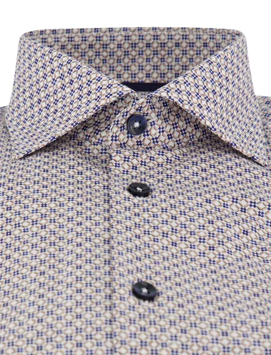 Ledub Modern Fit casual overhemd blauw geprint