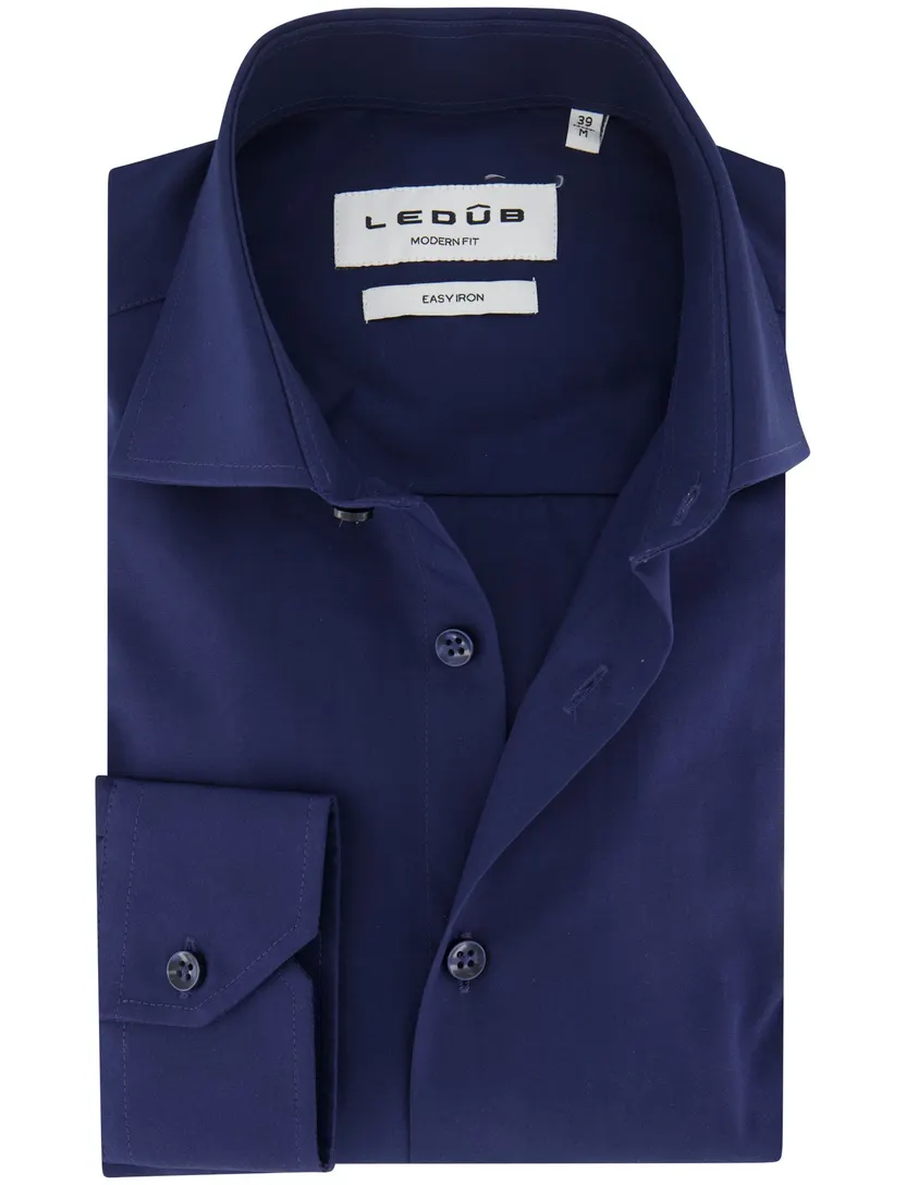 Overhemden Ledub Modern Fit donkerblauw mouwlengte 7