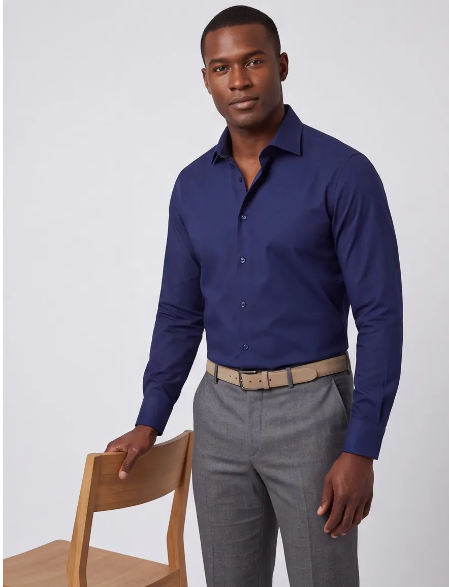 Ledub Modern Fit overhemden donkerblauw