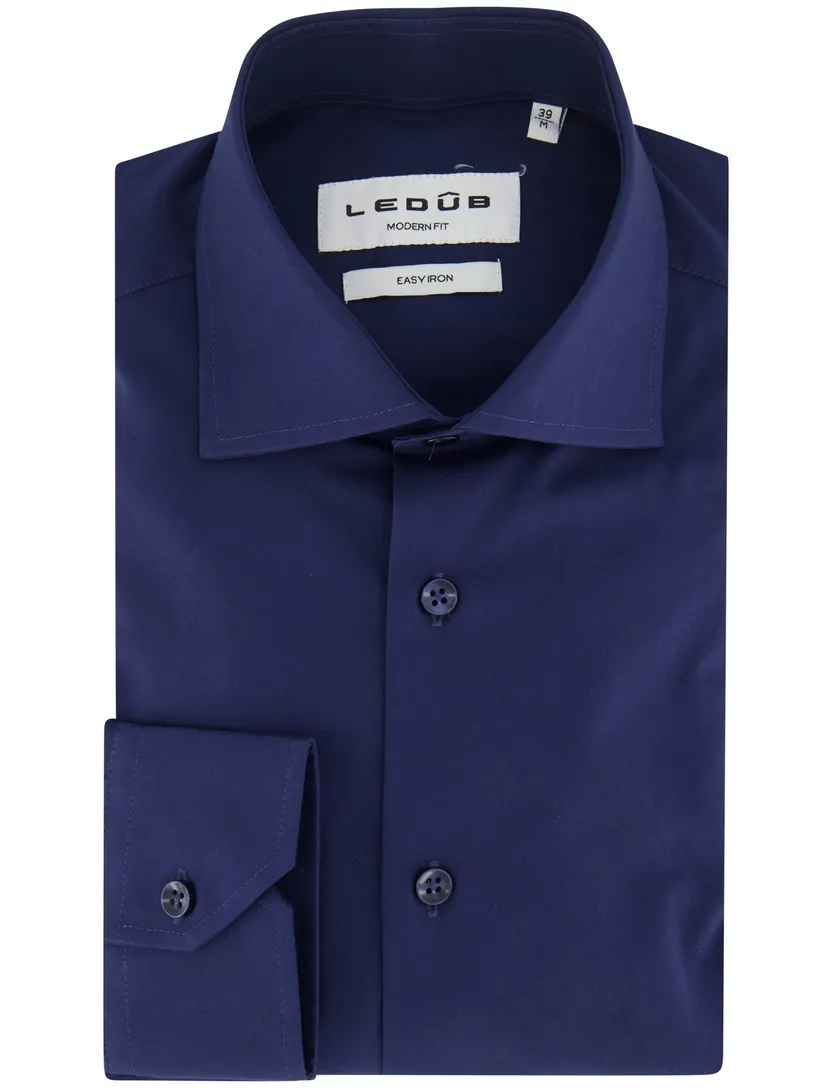 Overhemden Ledub Modern Fit donkerblauw mouwlengte 7