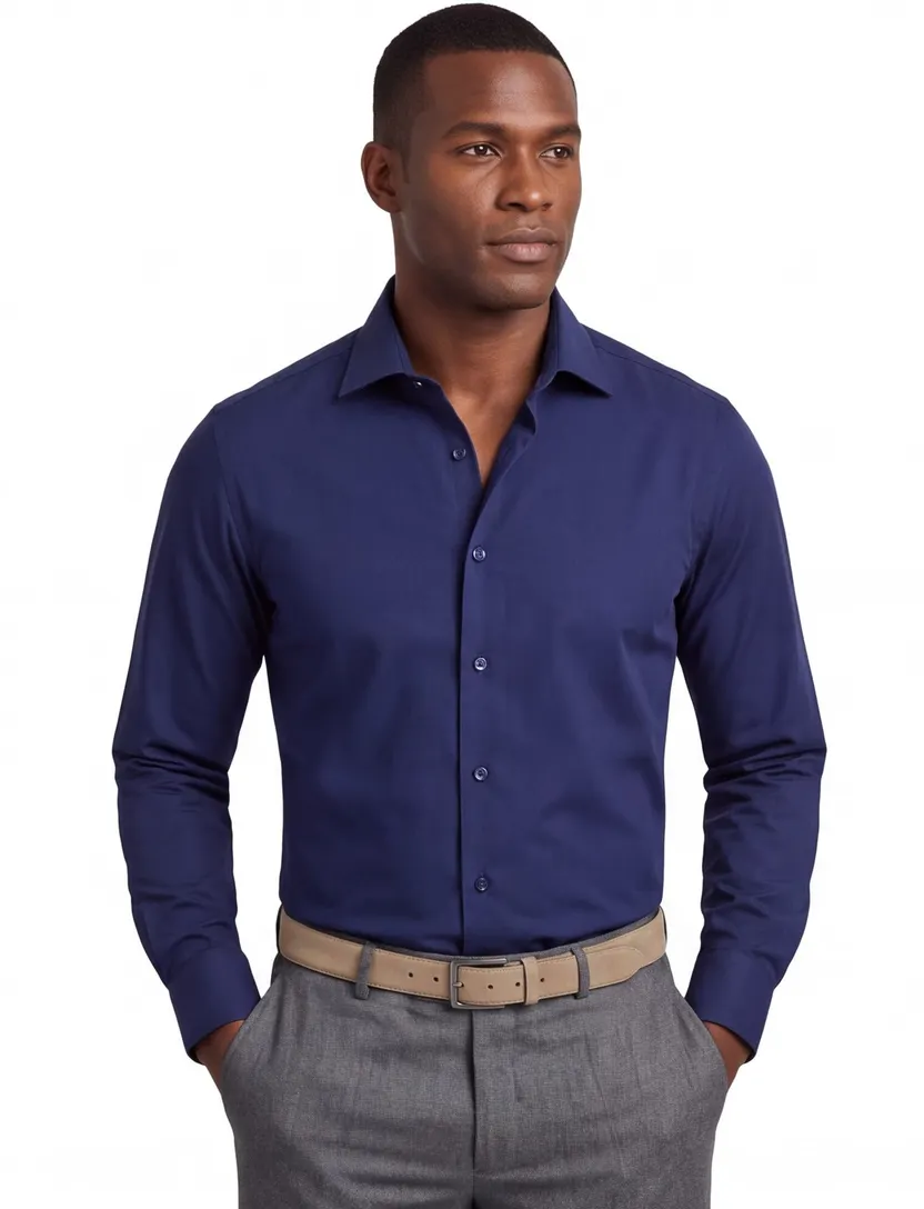 Overhemden Ledub Modern Fit donkerblauw mouwlengte 7