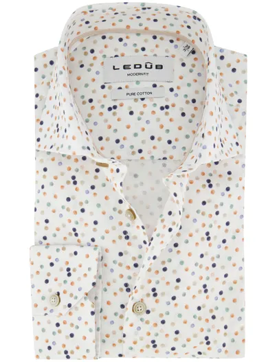 Ledub Ledub Modern Fit overhemd wit stippen print