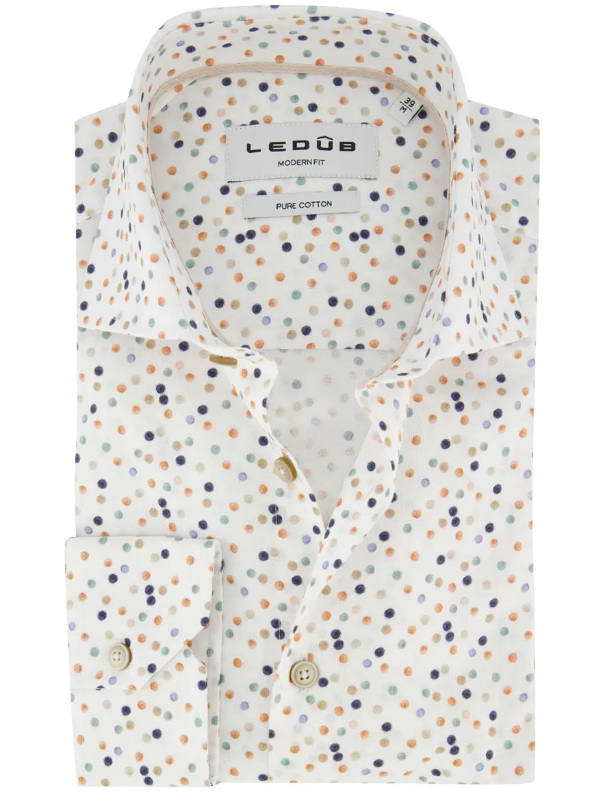 Ledub Shirt vrijetijd ml 5 Wit/groe 802018-91