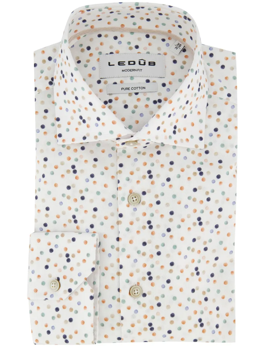 Ledub Shirt vrijetijd ml 5 Wit/groe 802018-91