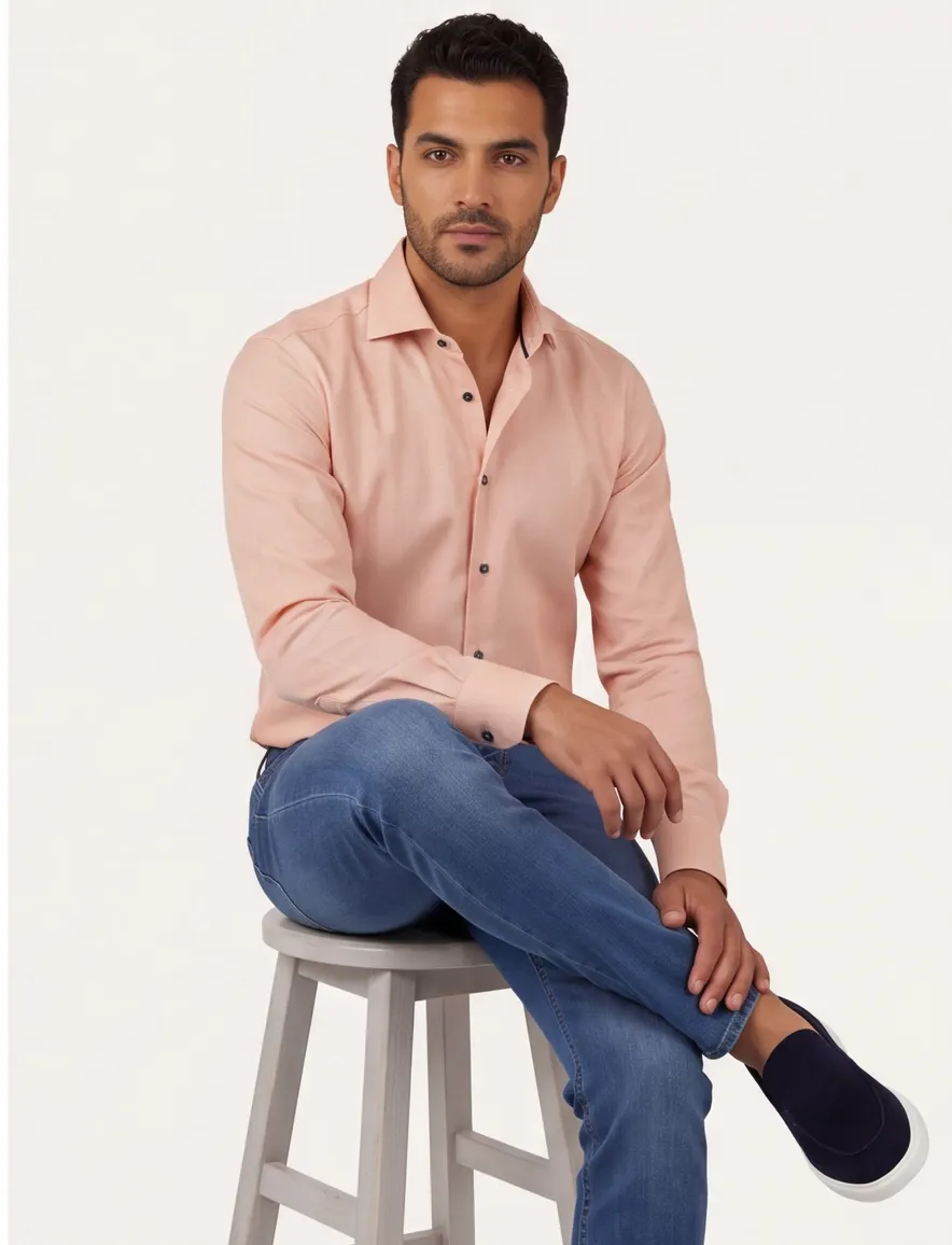 Ledub Modern Fit overhemd roze geprint