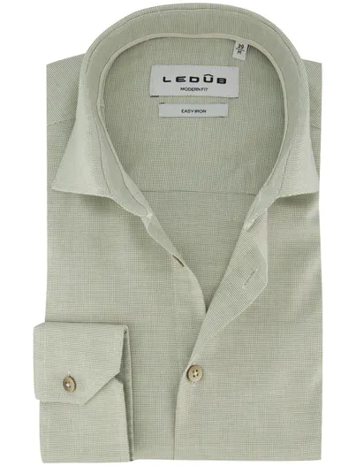 Ledub Ledub Modern Fit overhemd groen geprint