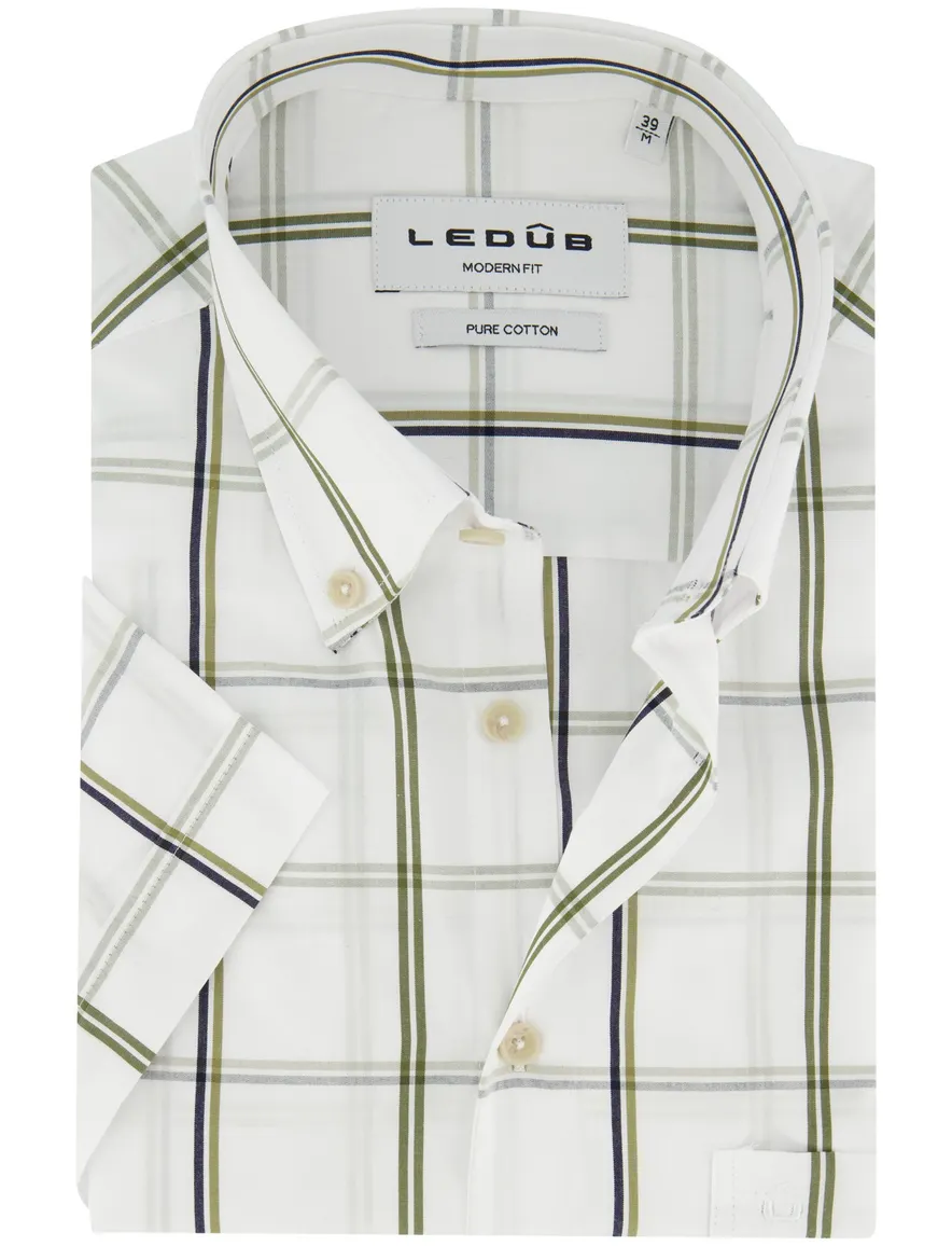 Ledub Shirt dress km Wit/groen 915 802023-91