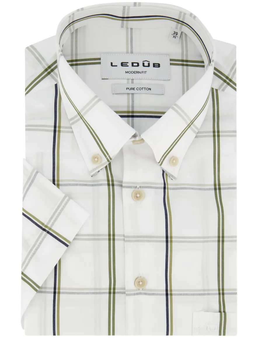 Ledub Shirt dress km Wit/groen 915 802023-91