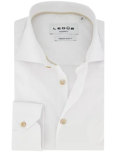 Ledub Ledub Modern Fit overhemd wit effen