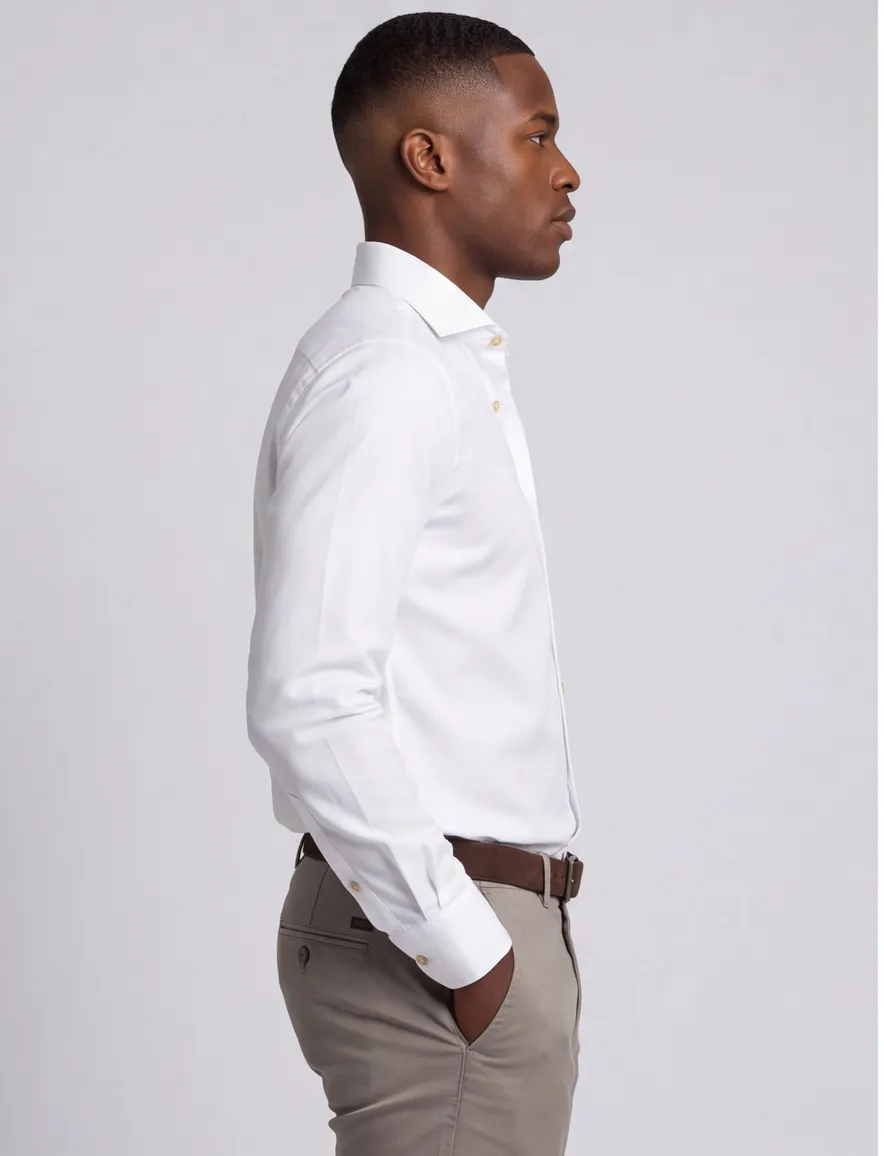 Ledub Modern Fit overhemd wit effen
