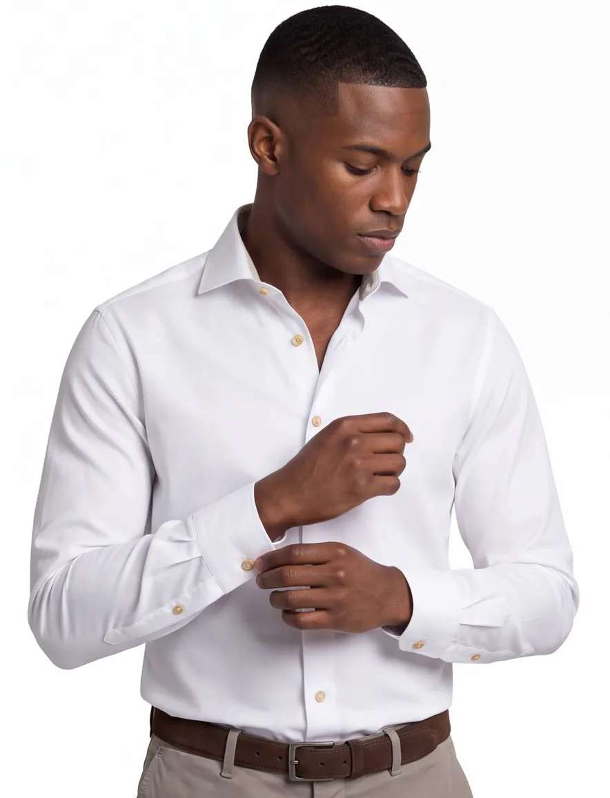 Ledub Modern Fit overhemd wit effen