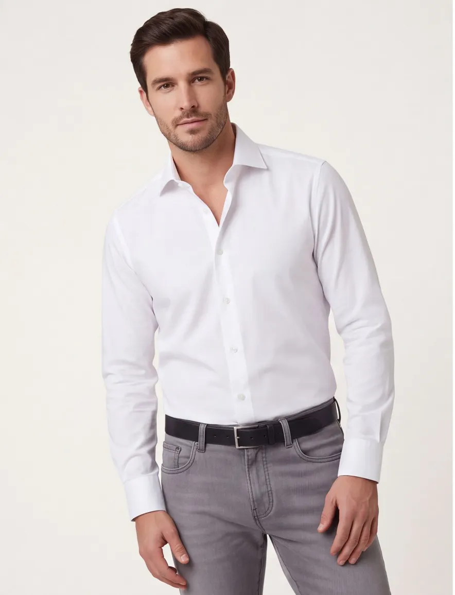Ledub Modern Fit overhemd wit mouwlengte 7