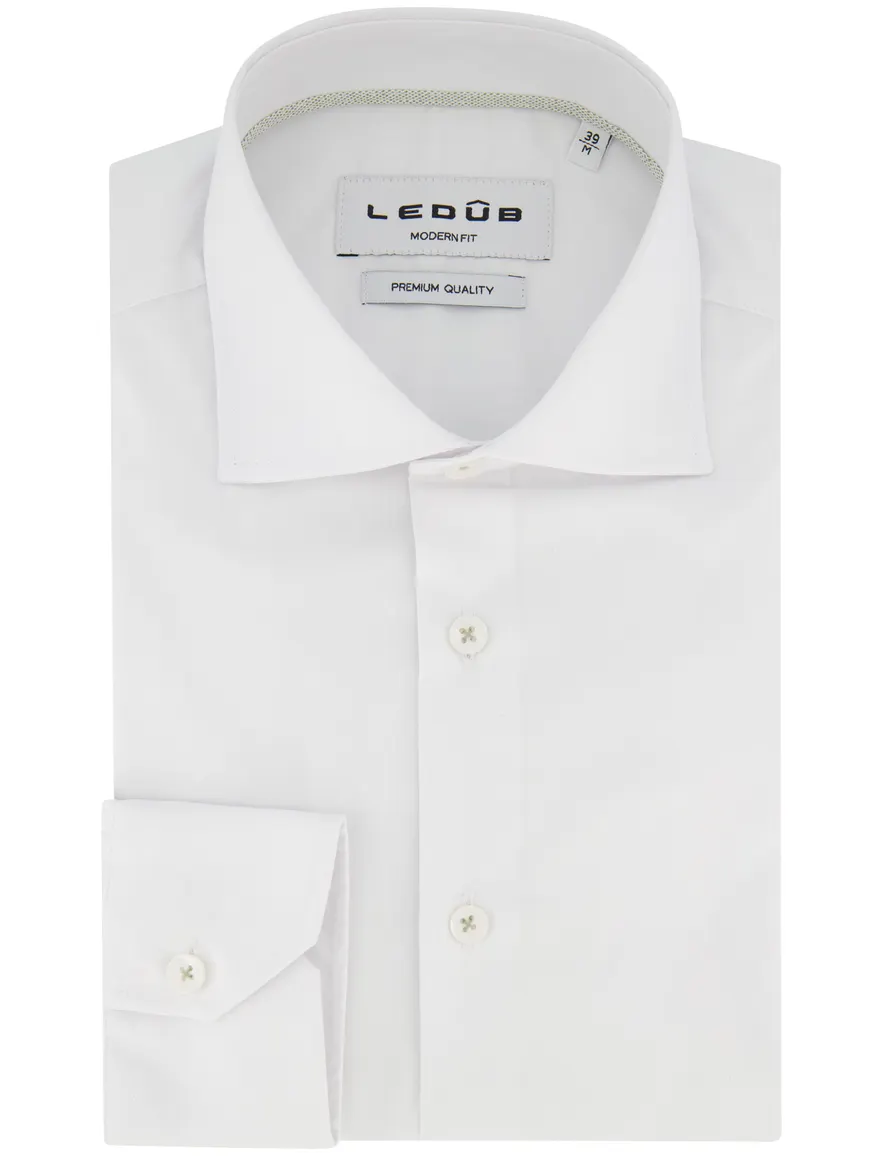 Ledub Modern Fit overhemd wit mouwlengte 7