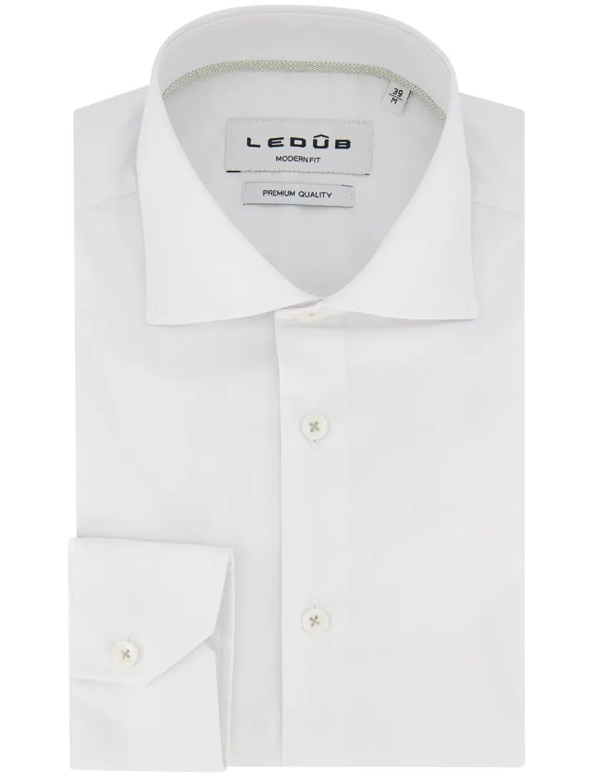 Overhemden Ledub Modern Fit wit mouwlengte 7