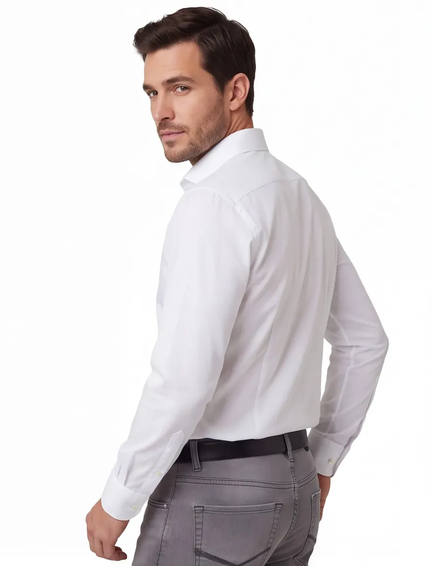 Ledub Modern Fit overhemd wit mouwlengte 7