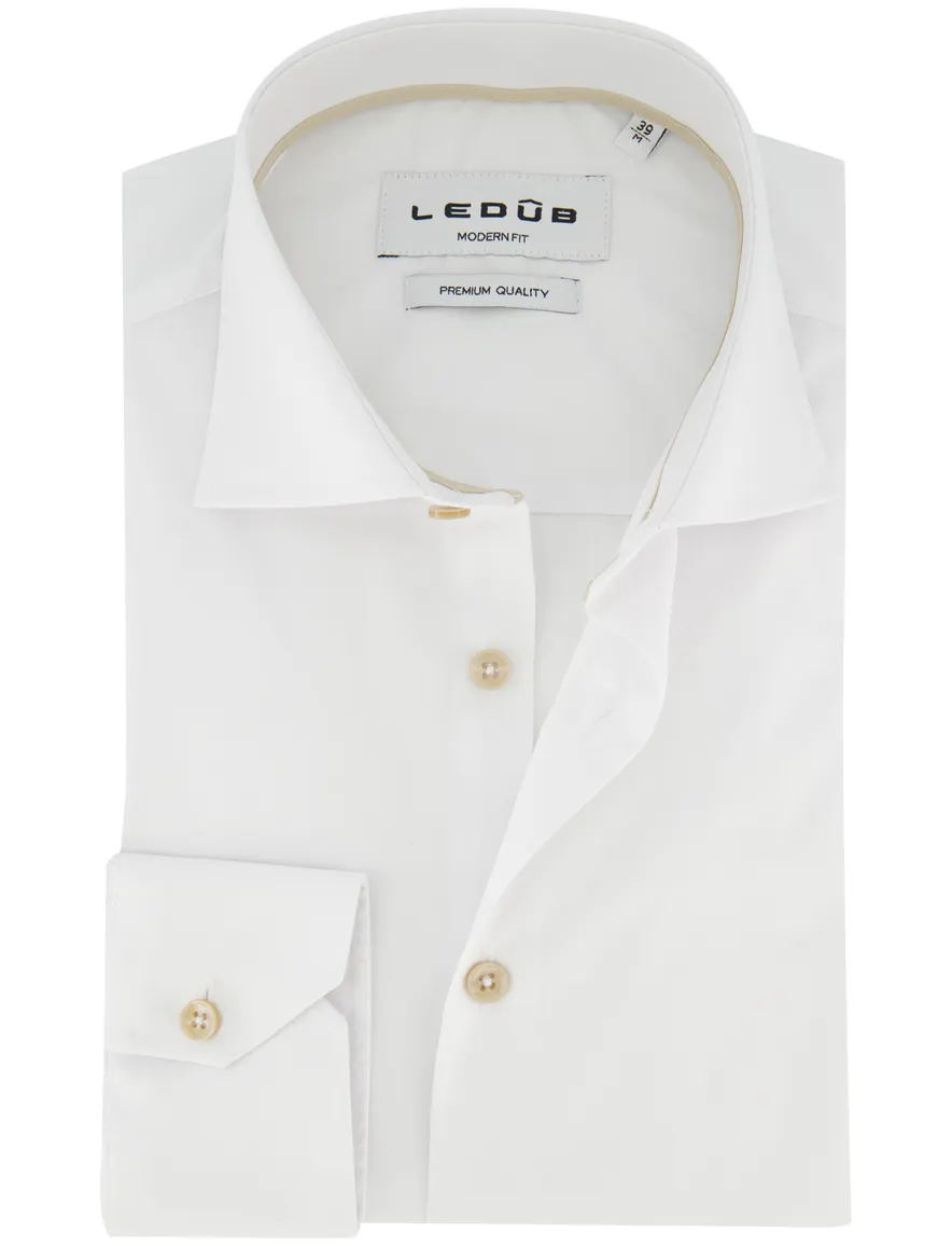 Ledub Modern Fit overhemd wit mouwlengte 7
