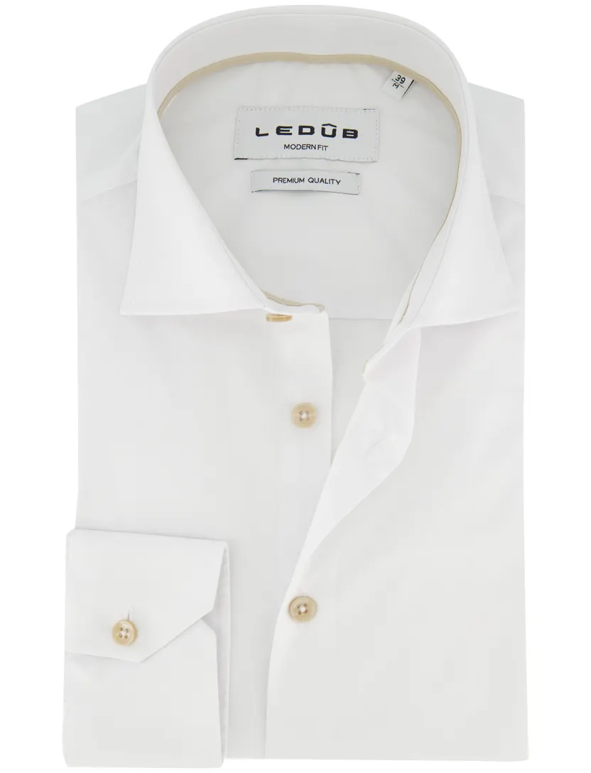Overhemd Ledub Modern Fit wit mouwlengte 7