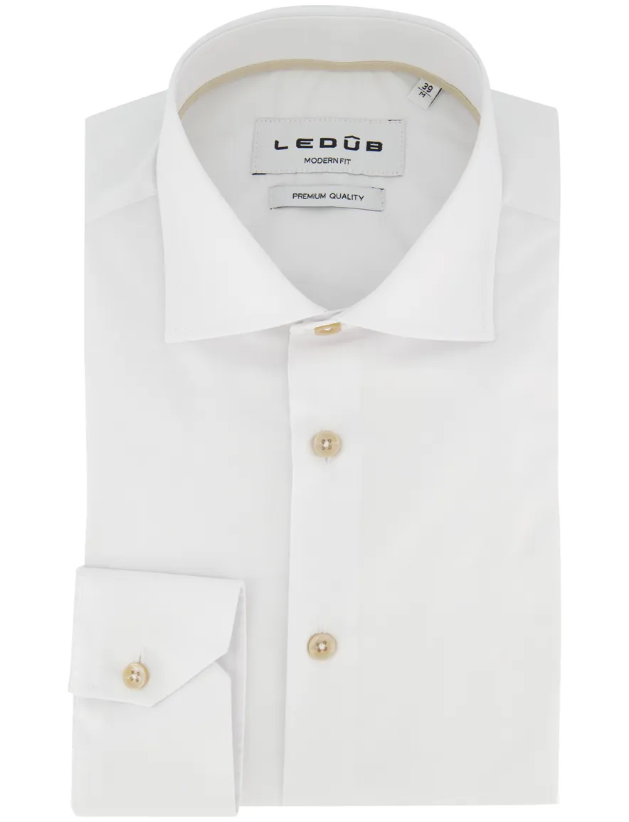 Ledub Modern Fit overhemd wit mouwlengte 7