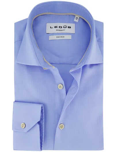 Ledub Overhemd Ledub Modern Fit blauw Easy Iron