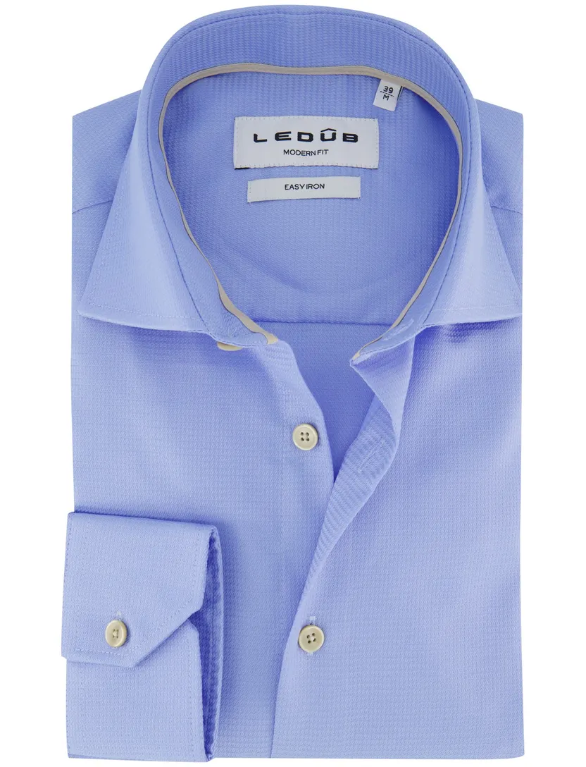 Overhemd Ledub Modern Fit blauw Easy Iron