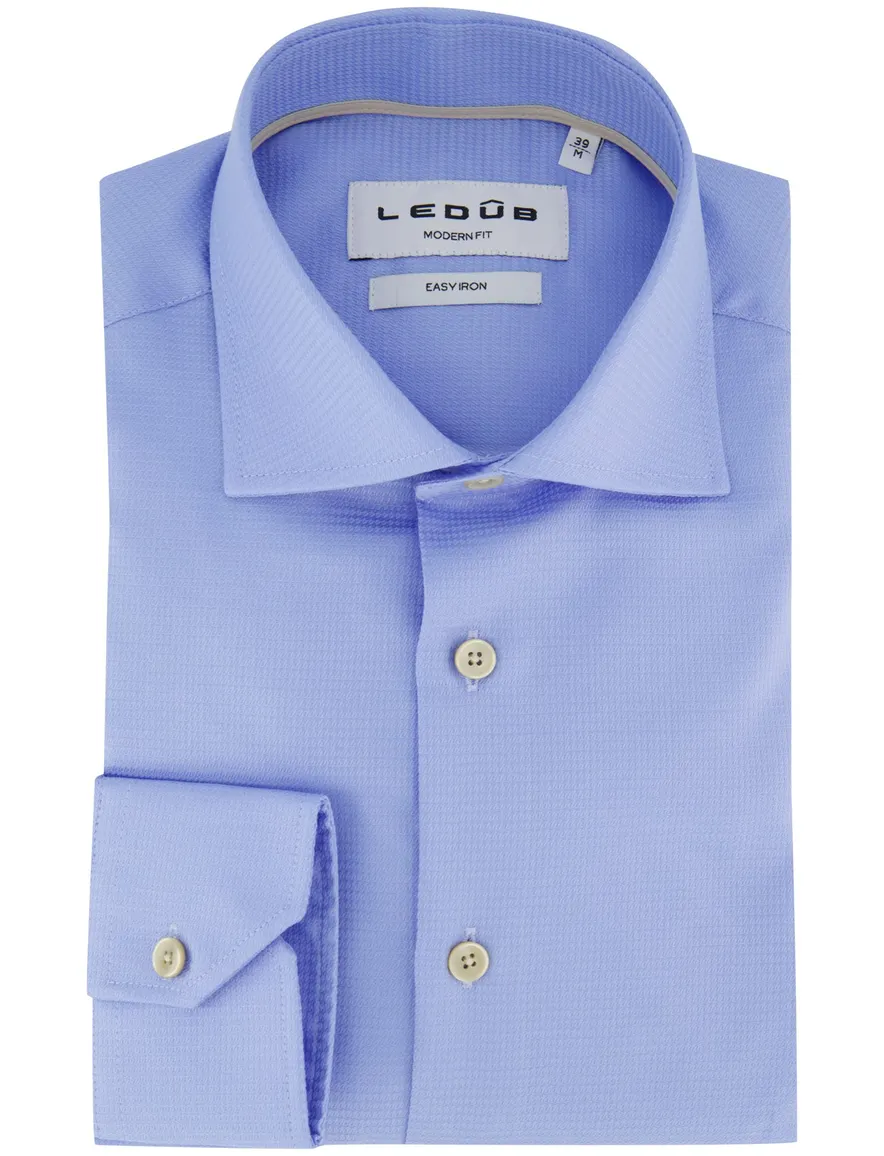 Ledub Modern Fit overhemd blauw Easy Iron