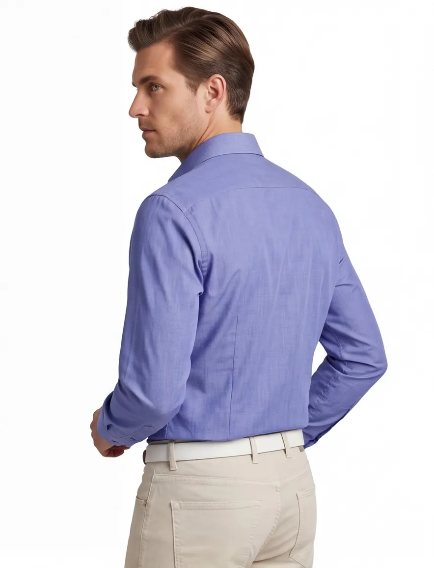 Ledub Modern Fit overhemd blauw korte mouw