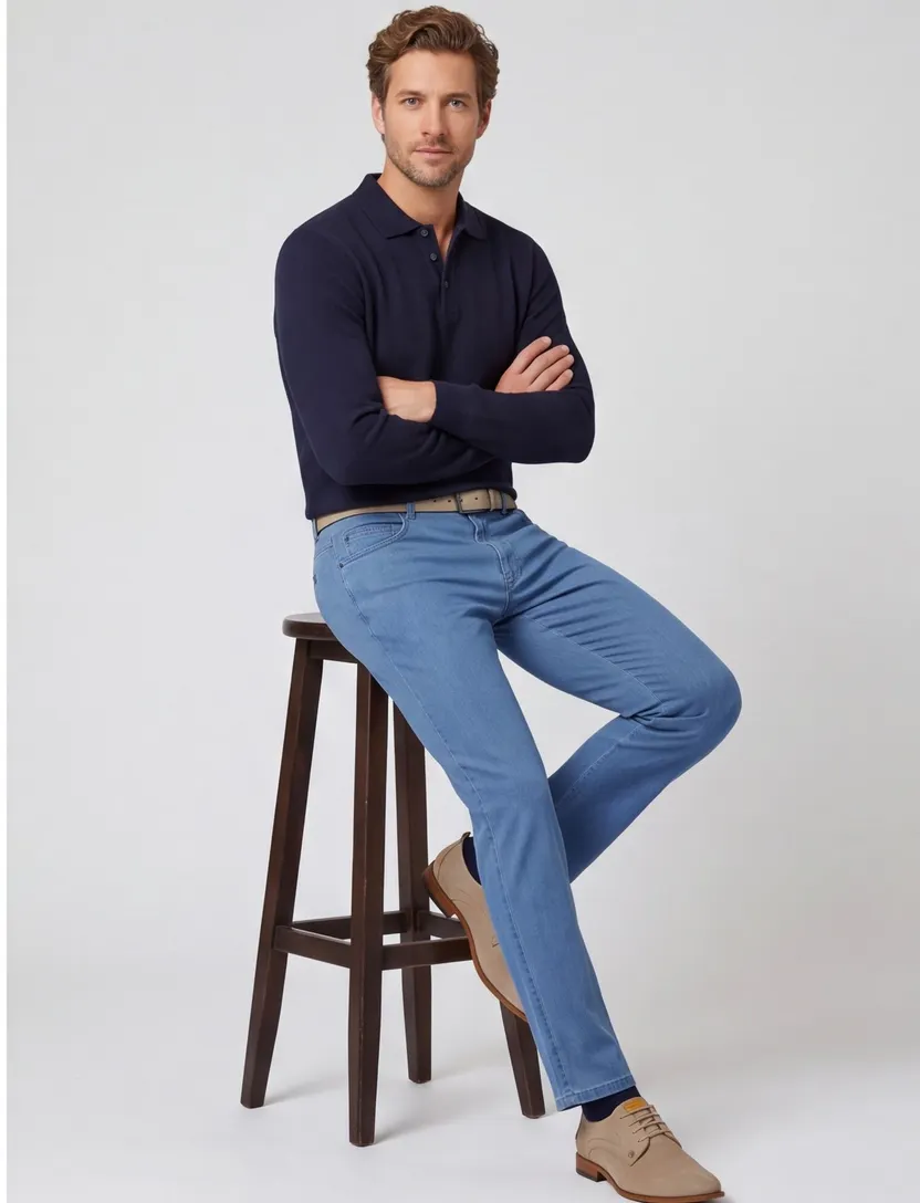 Chino Meyer blauw Dubai normale fit