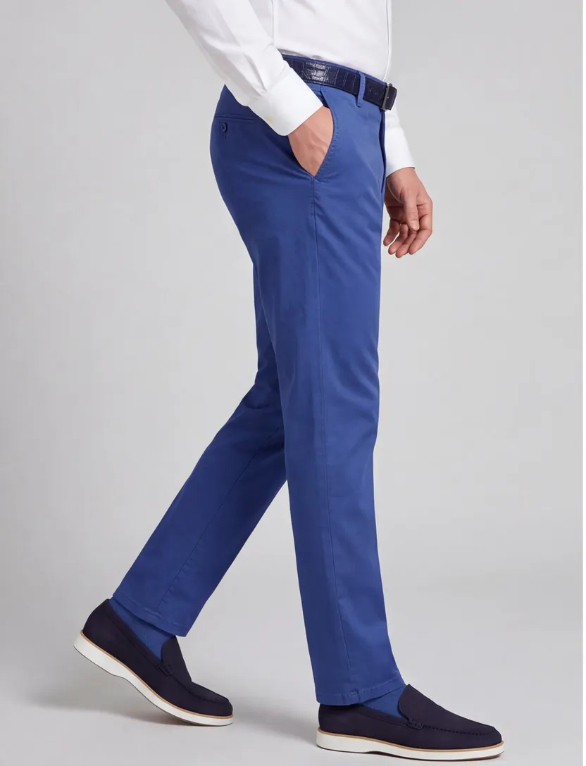 Chino Meyer blauw Rio effen