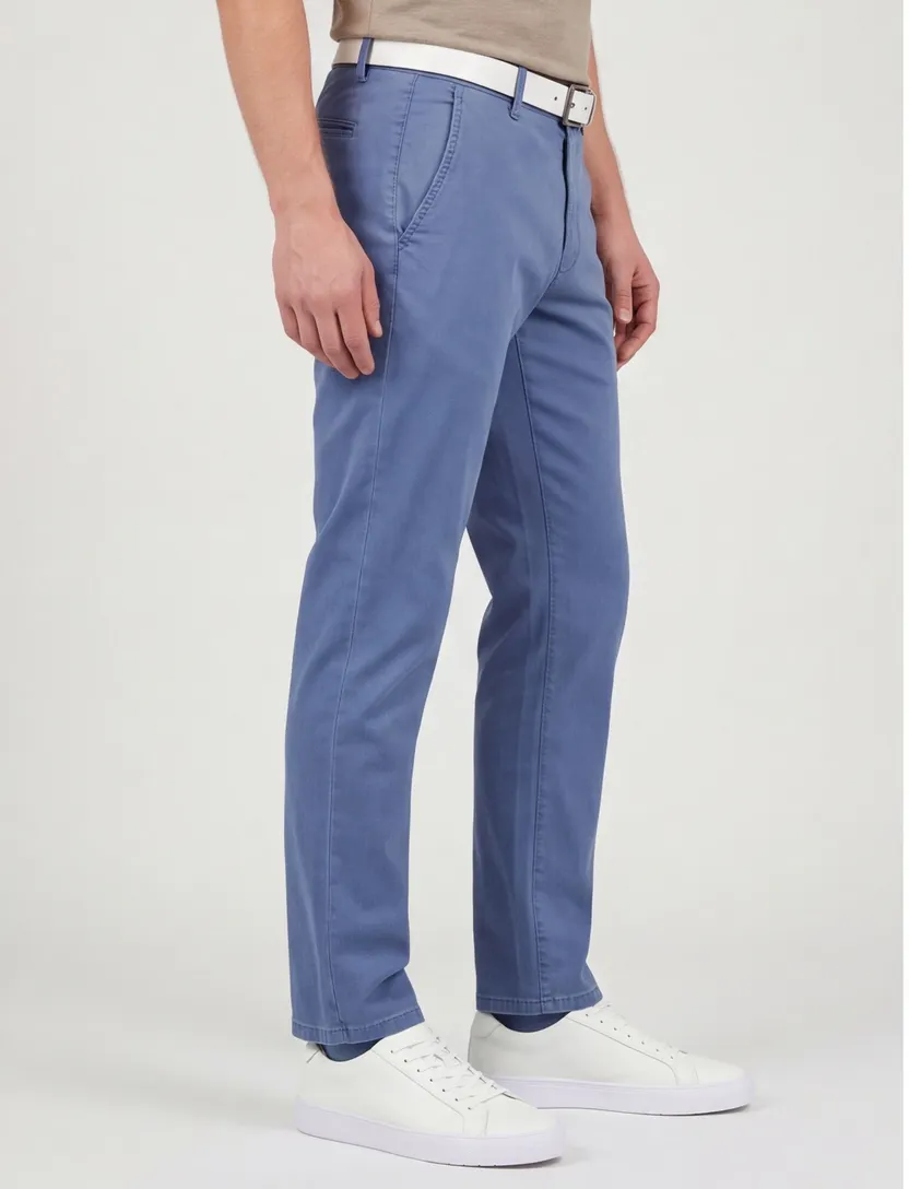 Chino effen Meyer blauw Rio