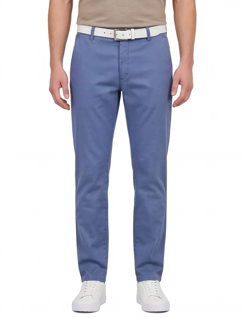 Chino effen Meyer blauw Rio