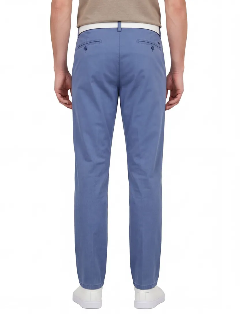 Chino effen Meyer blauw Rio