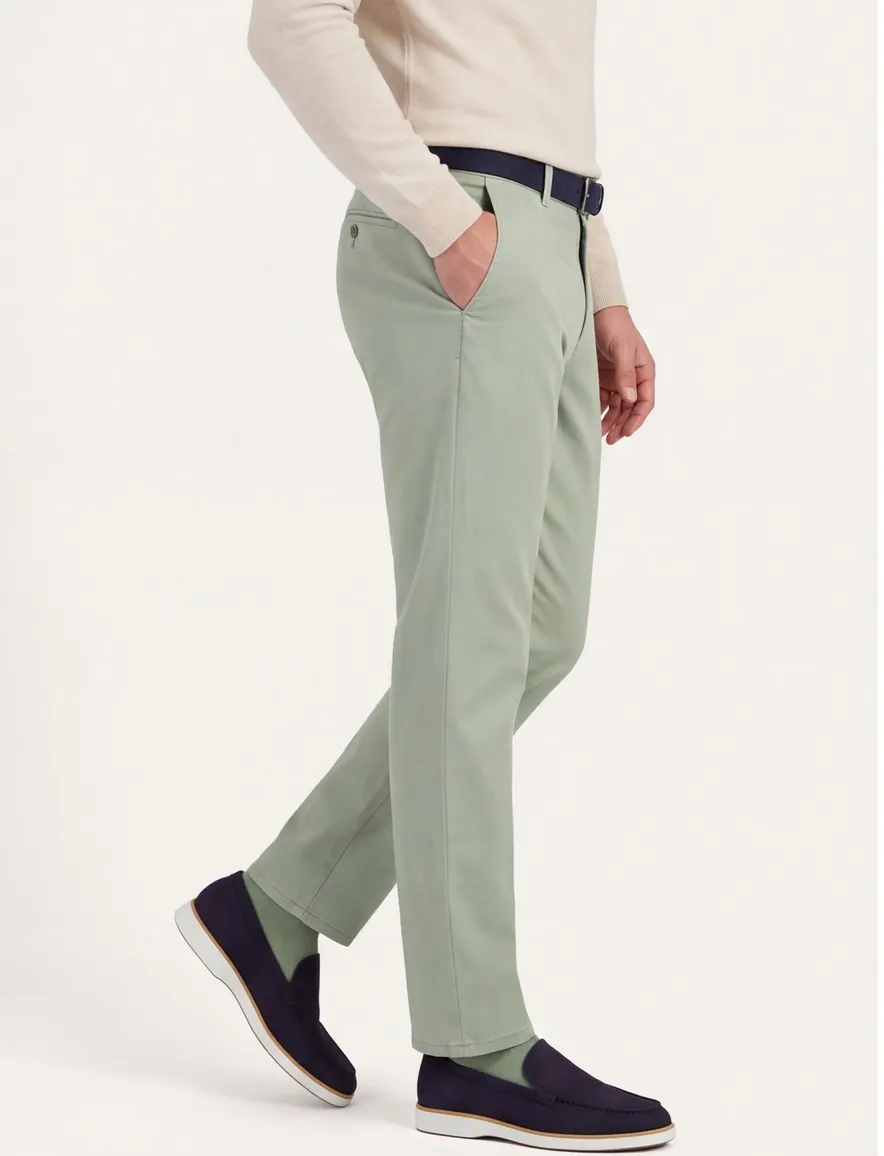 Meyer chino Rio groen tencel