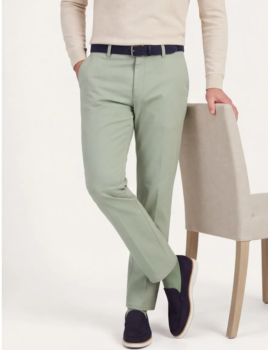 Meyer chino Rio groen tencel