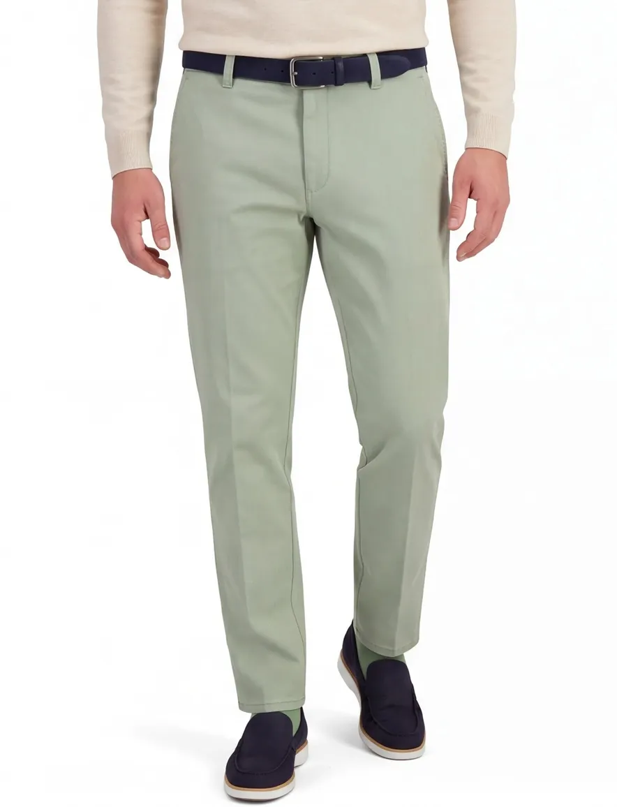 Meyer chino Rio groen tencel