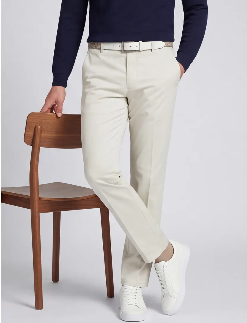 Chino effen Meyer beige Rio