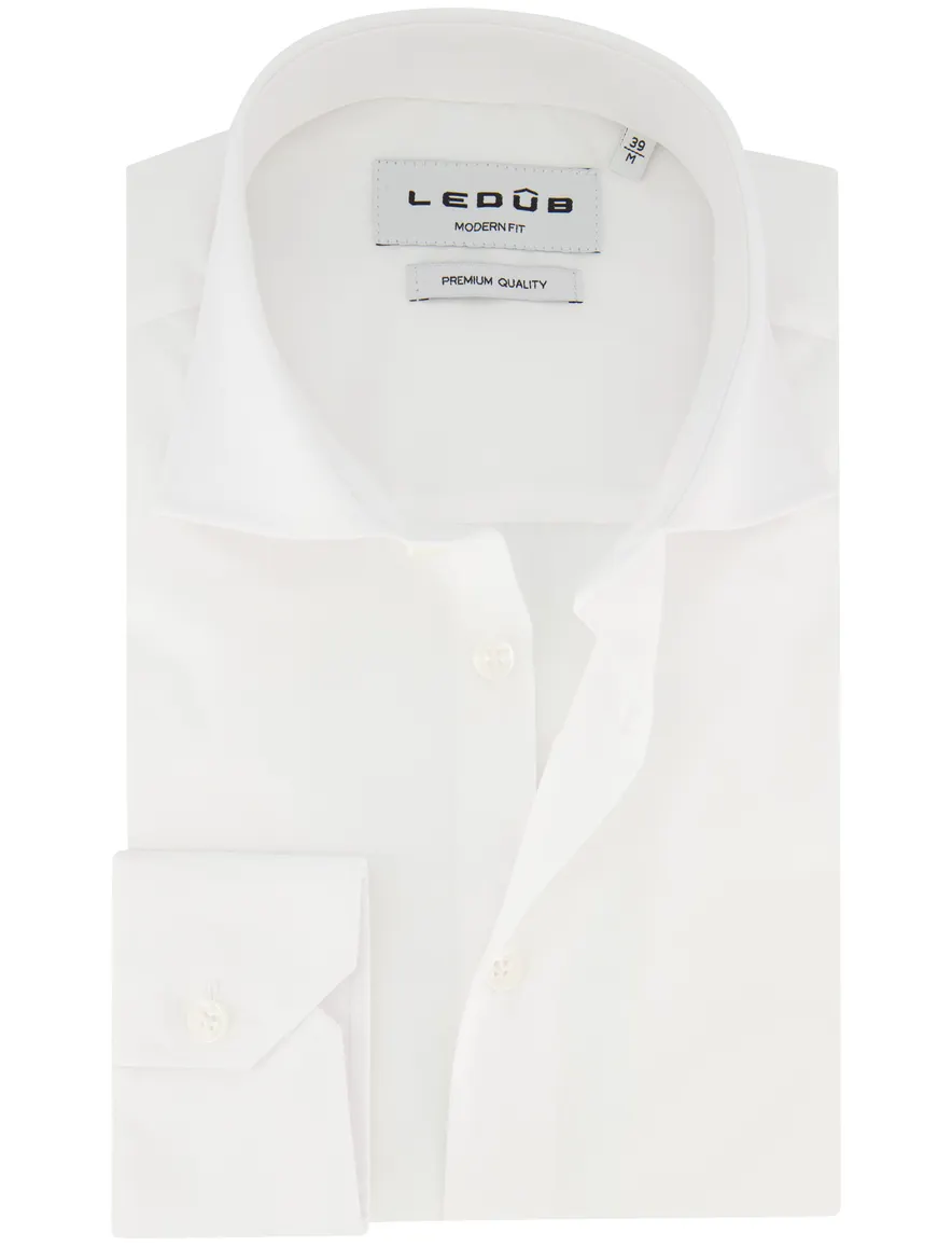 Ledub Modern Fit overhemd wit mouwlengte 7