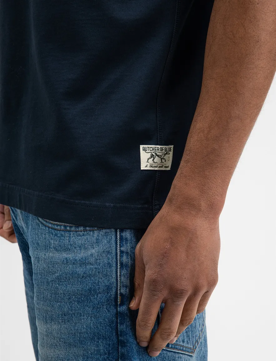 Butcher of Blue T-shirt ronde hals navy met opdruk
