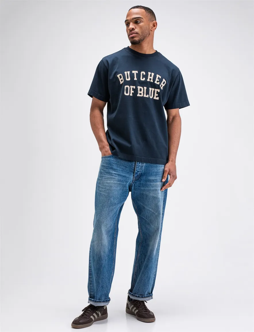 Butcher of Blue T-shirt ronde hals navy met opdruk