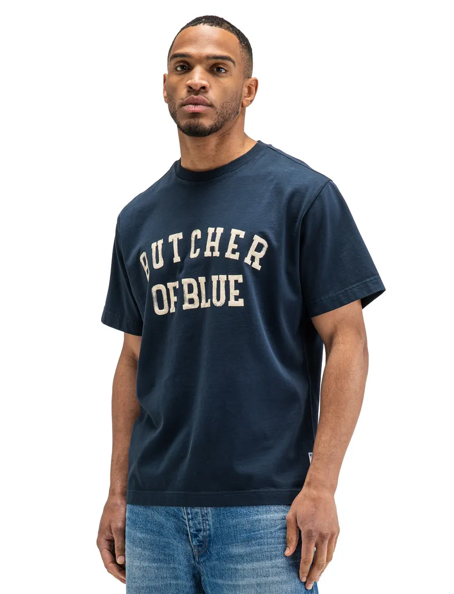 Butcher of Blue T-shirt ronde hals navy met opdruk
