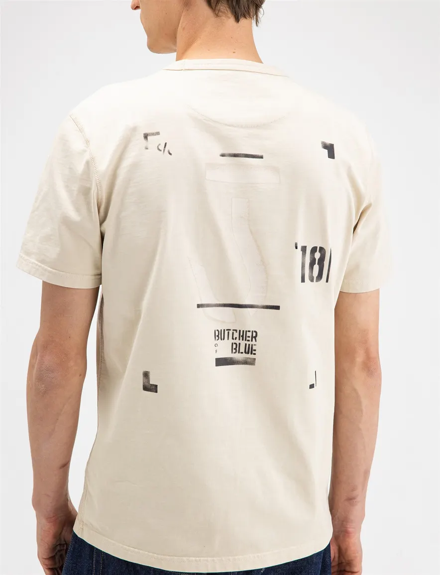 Butcher of Blue T-shirt ronde hals beige backprint