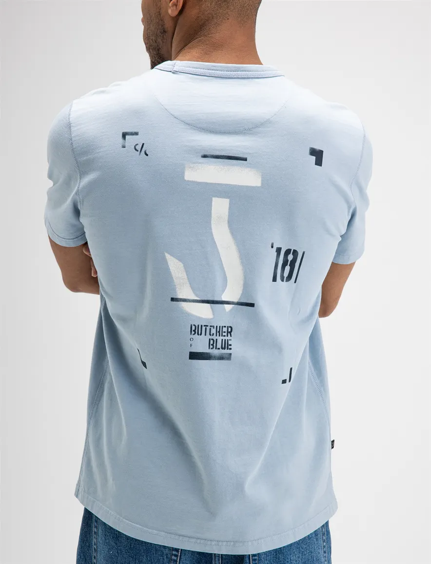 Butcher of Blue T-shirt ronde hals lichtblauw backprint