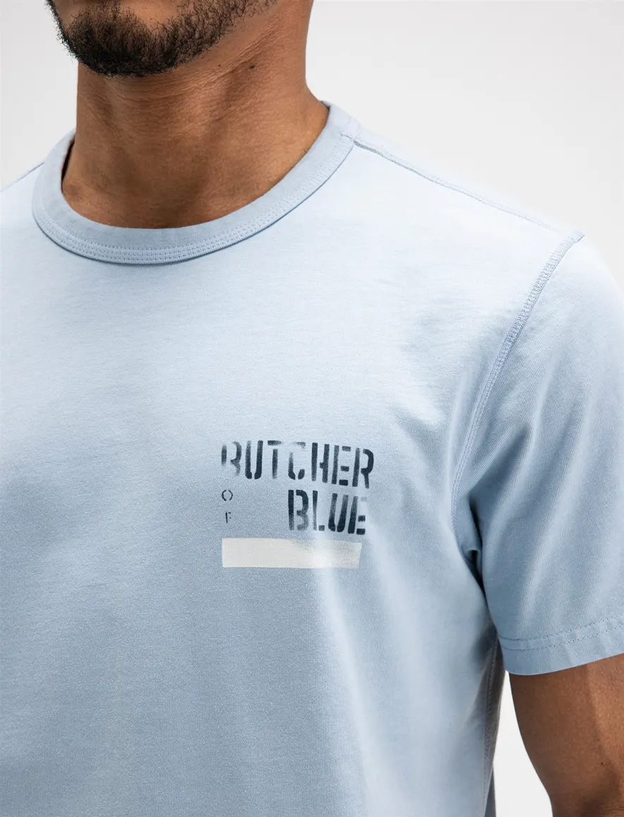 Butcher of Blue T-shirt ronde hals lichtblauw backprint