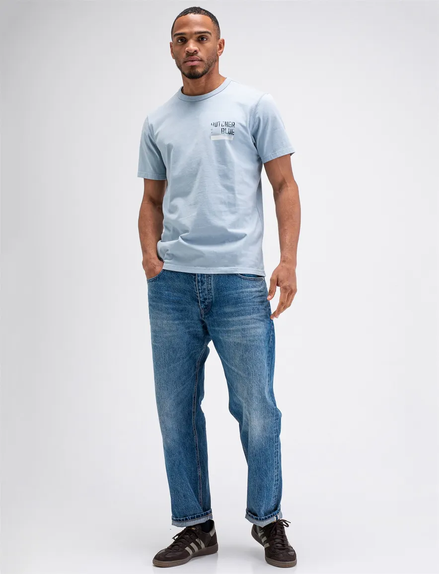 Butcher of Blue T-shirt ronde hals lichtblauw backprint