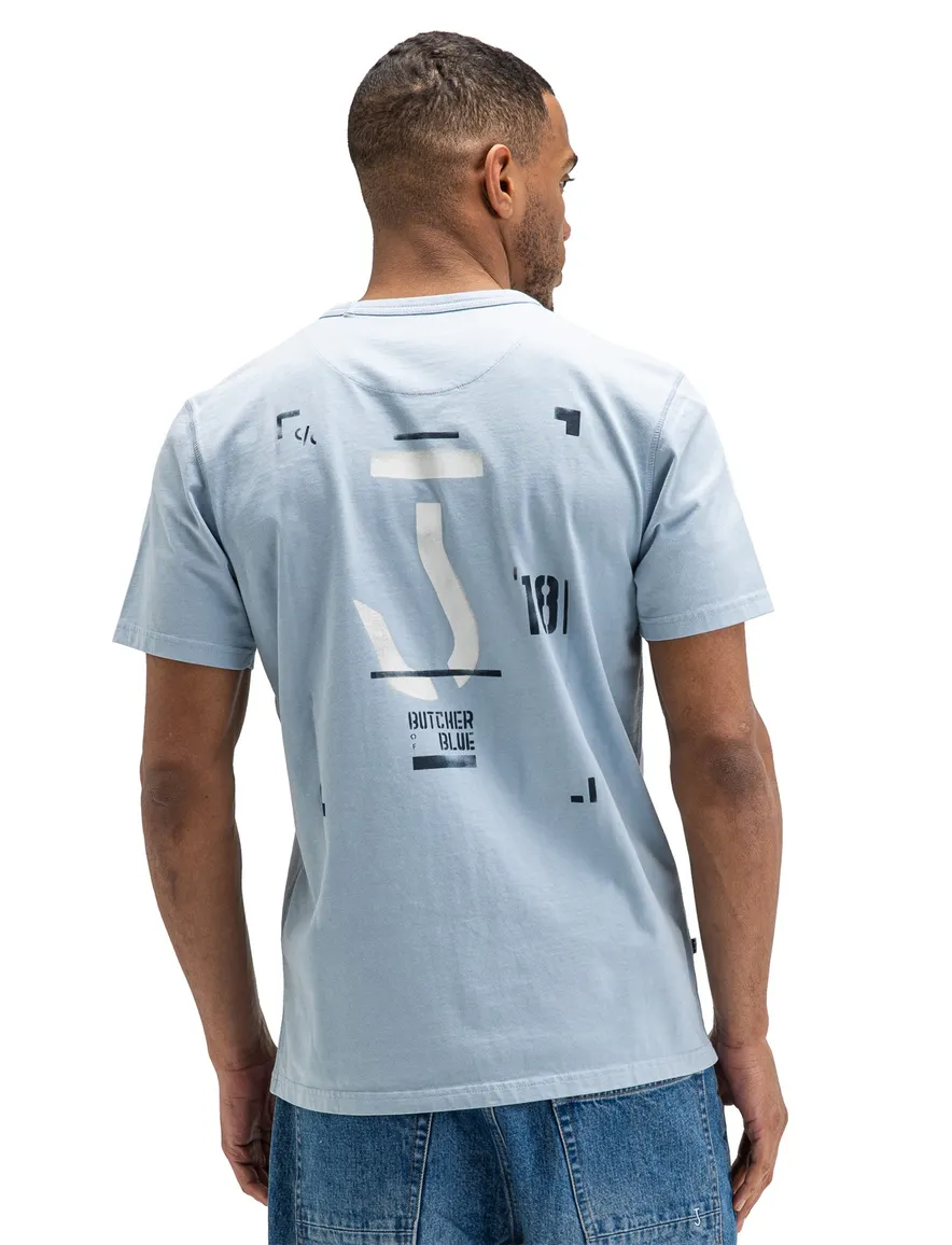 Butcher of Blue T-shirt ronde hals lichtblauw backprint