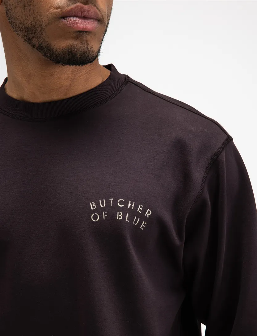 Trui Butcher of Blue bruin backprint wijde fit