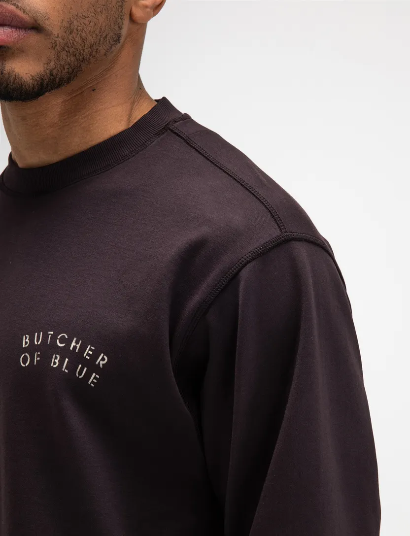 Trui Butcher of Blue bruin backprint wijde fit