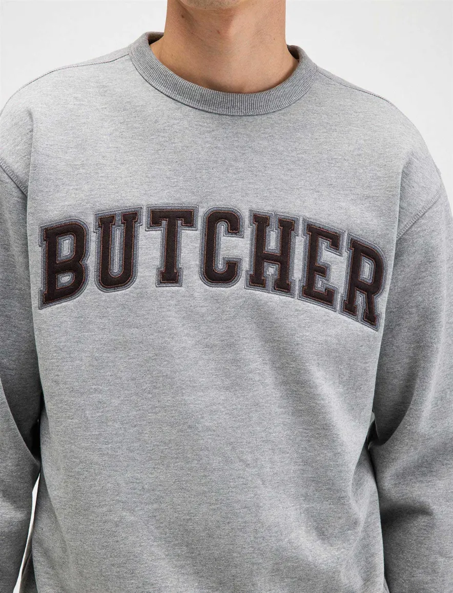 Butcher of Blue trui ronde hals grijs gemêleerd