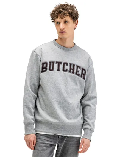 Butcher of Blue Butcher of Blue trui ronde hals grijs gemêleerd